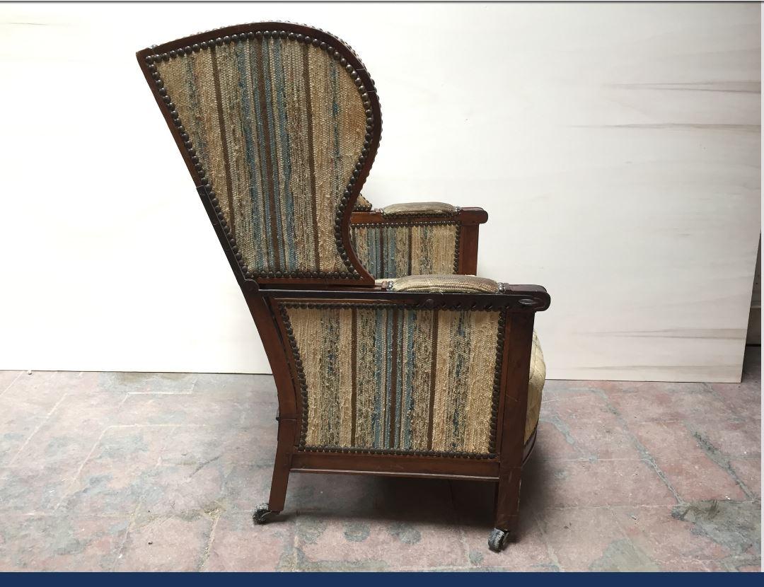19th Century Italian Reclining Wooden Armchair with Original Upholstery. 1890s In Good Condition For Sale In Florence, IT