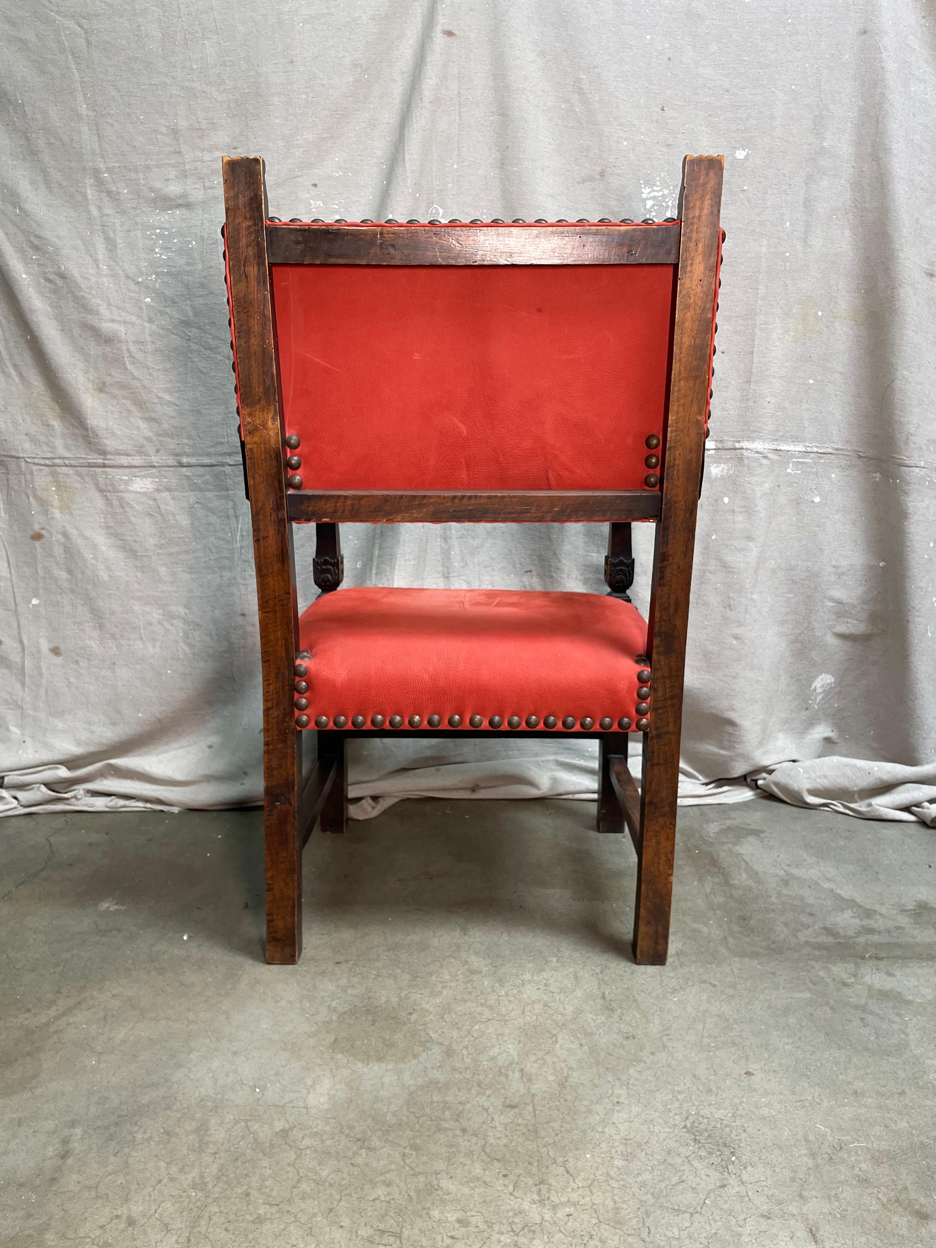 Italienischer roter Lederstuhl aus dem 19. Jahrhundert im Angebot 3