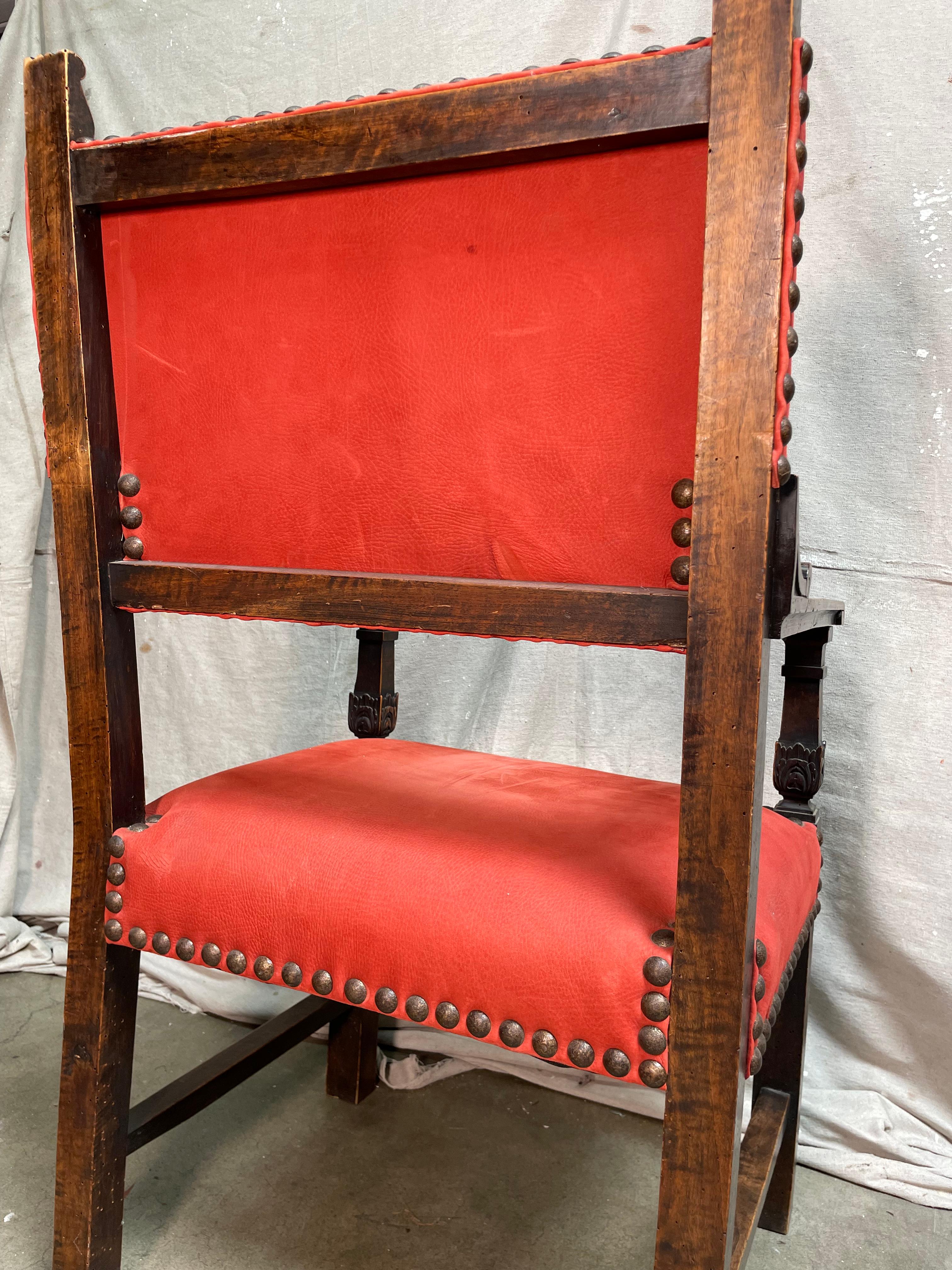 19th Century Italian Red Leather Chair For Sale 4