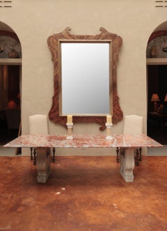 19th Century Italian Red Marble Top Dining Table with Limestone Bases
