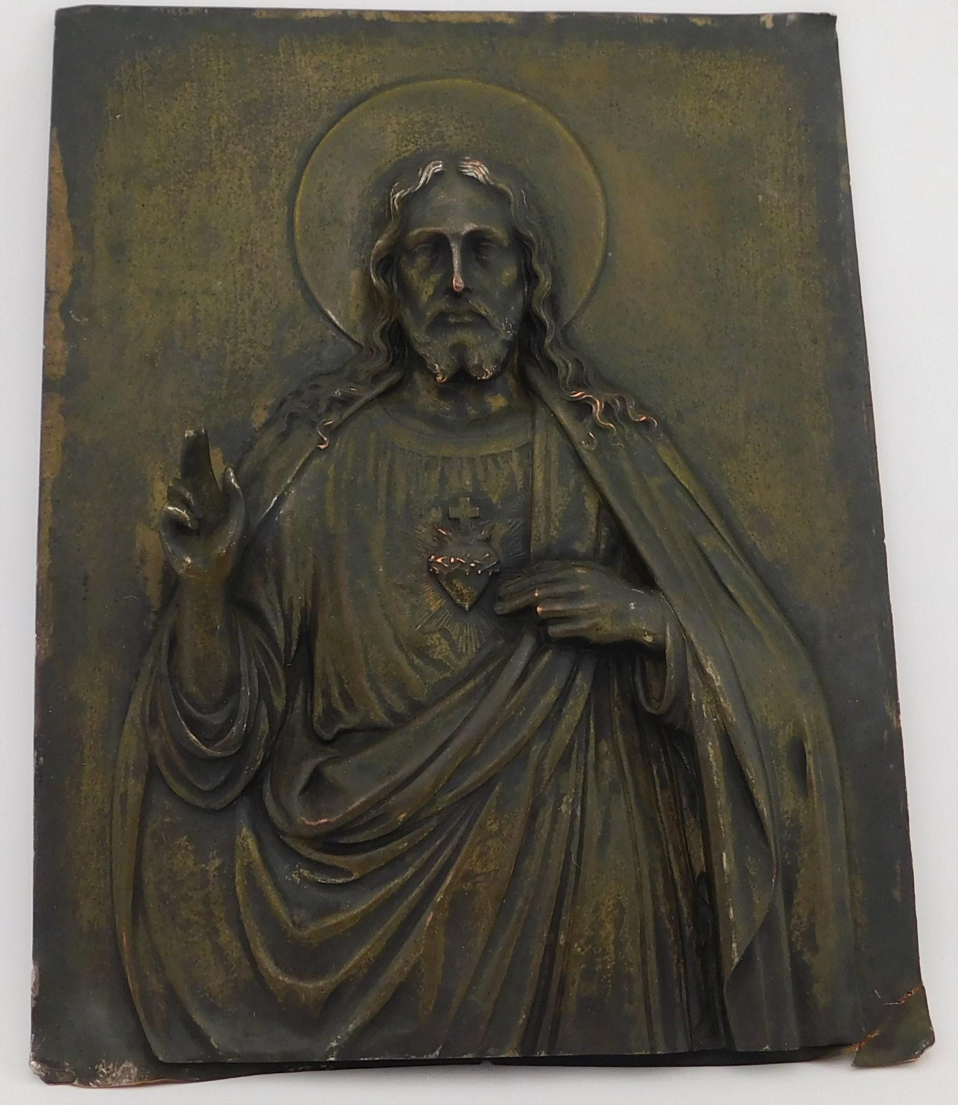 Placa de bronce en relieve italiana del siglo XIX de Jesucristo en venta 1