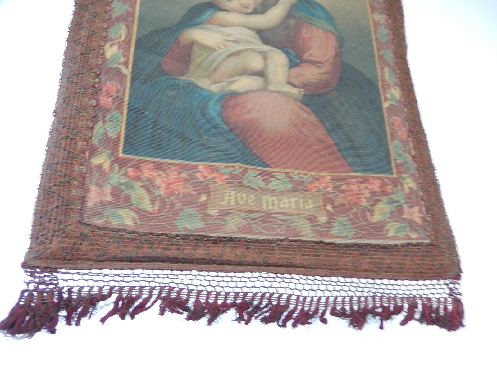 Italienisches religiöses Banner Ave Maria Oliograph des 19. Jahrhunderts mit Quasten im Zustand „Gut“ im Angebot in Modena (MO), Modena (Mo)