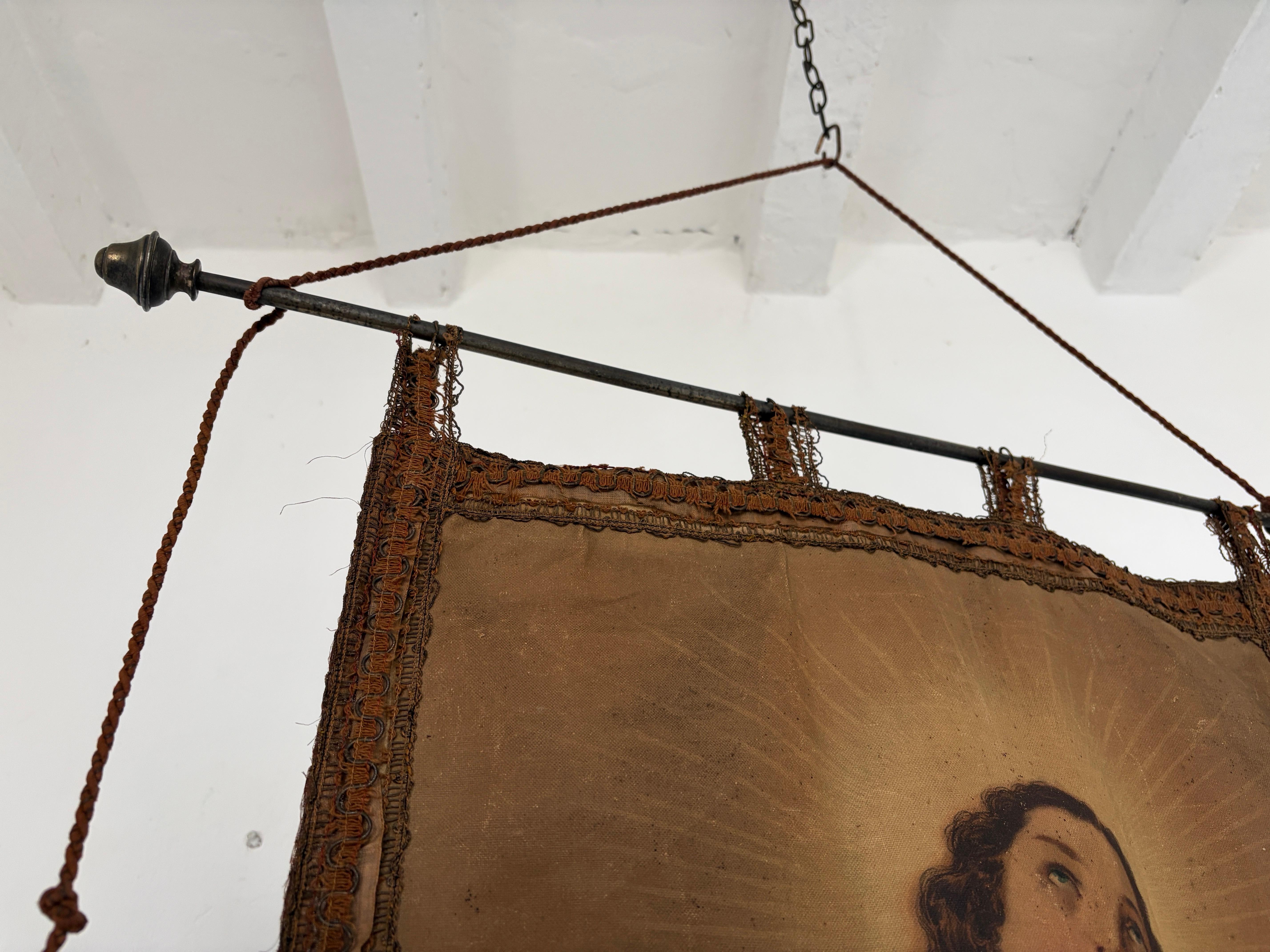 19. Jahrhundert Italienisch Religiöse Banner Maria Unbefleckte Empfängnis Quasten im Angebot 7