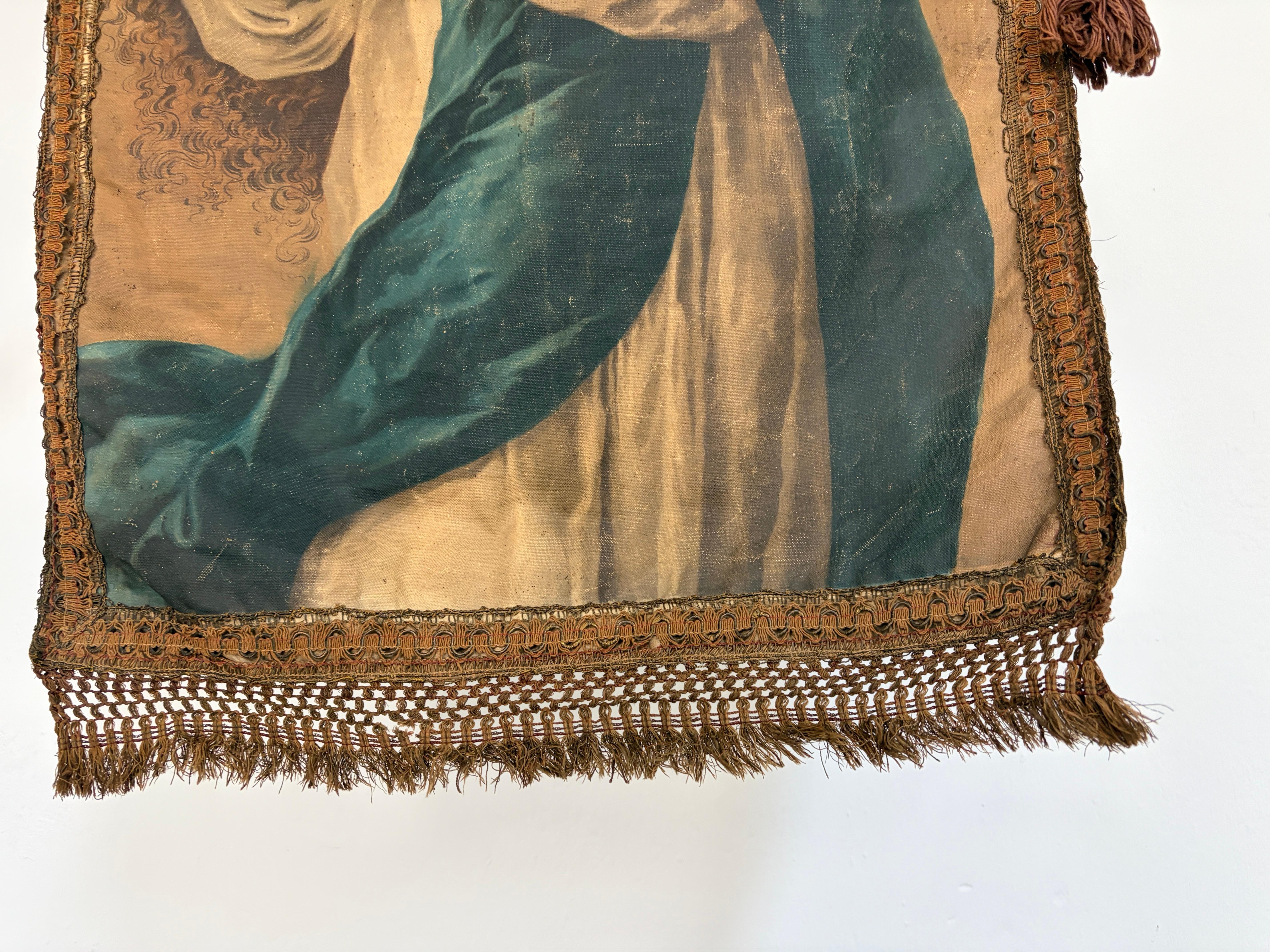 19. Jahrhundert Italienisch Religiöse Banner Maria Unbefleckte Empfängnis Quasten im Angebot 2