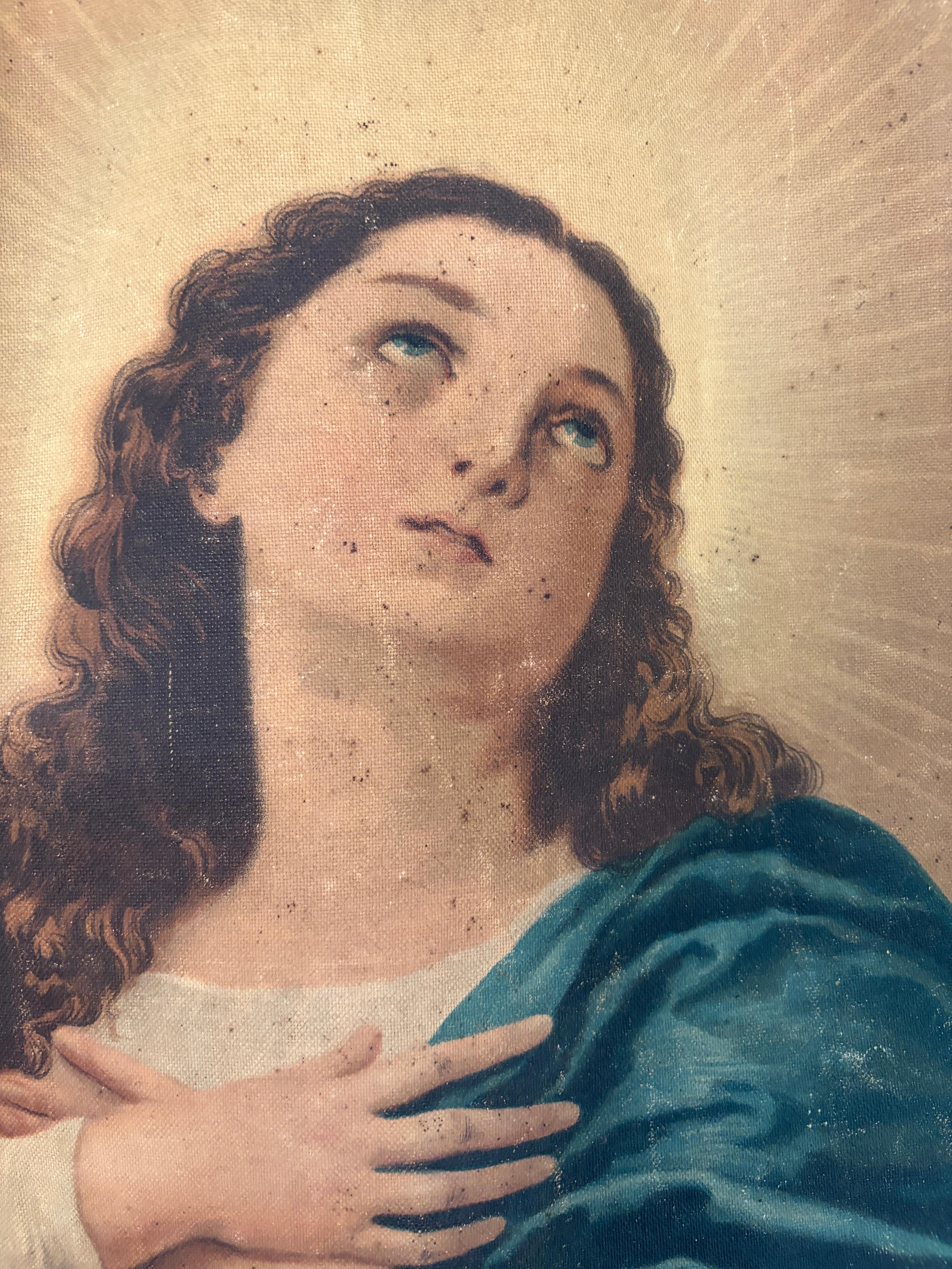 19. Jahrhundert Italienisch Religiöse Banner Maria Unbefleckte Empfängnis Quasten im Angebot 3