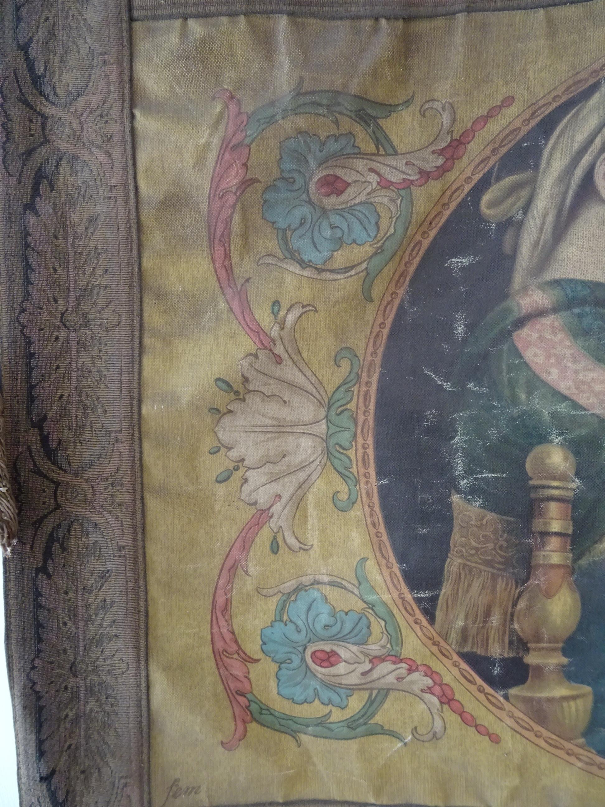 19th Century Italian Religious Banner Mary & Jesus Oleograph Tassels Raffaello In Good Condition In Modena (MO), Modena (Mo)