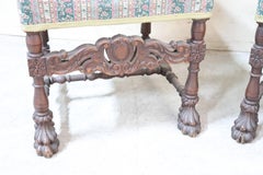 19th Century Italian Renaissance Carved Walnut Pair of Throne Chairs