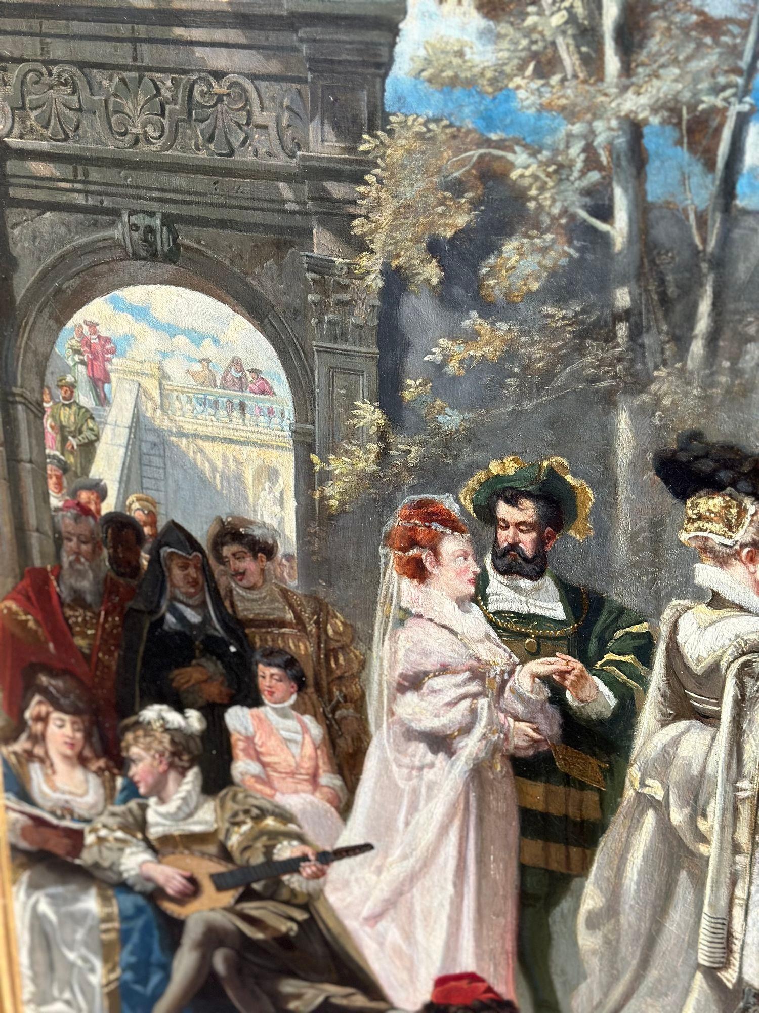 „Italienische Renaissance-Partei des 19. Jahrhunderts“, Öl auf Leinwand von Carl Emil Doepler im Zustand „Gut“ im Angebot in Los Angeles, CA