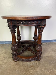 19th Century Italian Renaissance Revival Carved Walnut Table