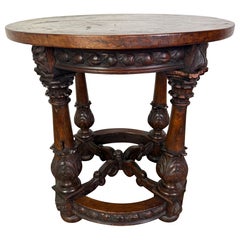 19th Century Italian Renaissance Revival Carved Walnut Table
