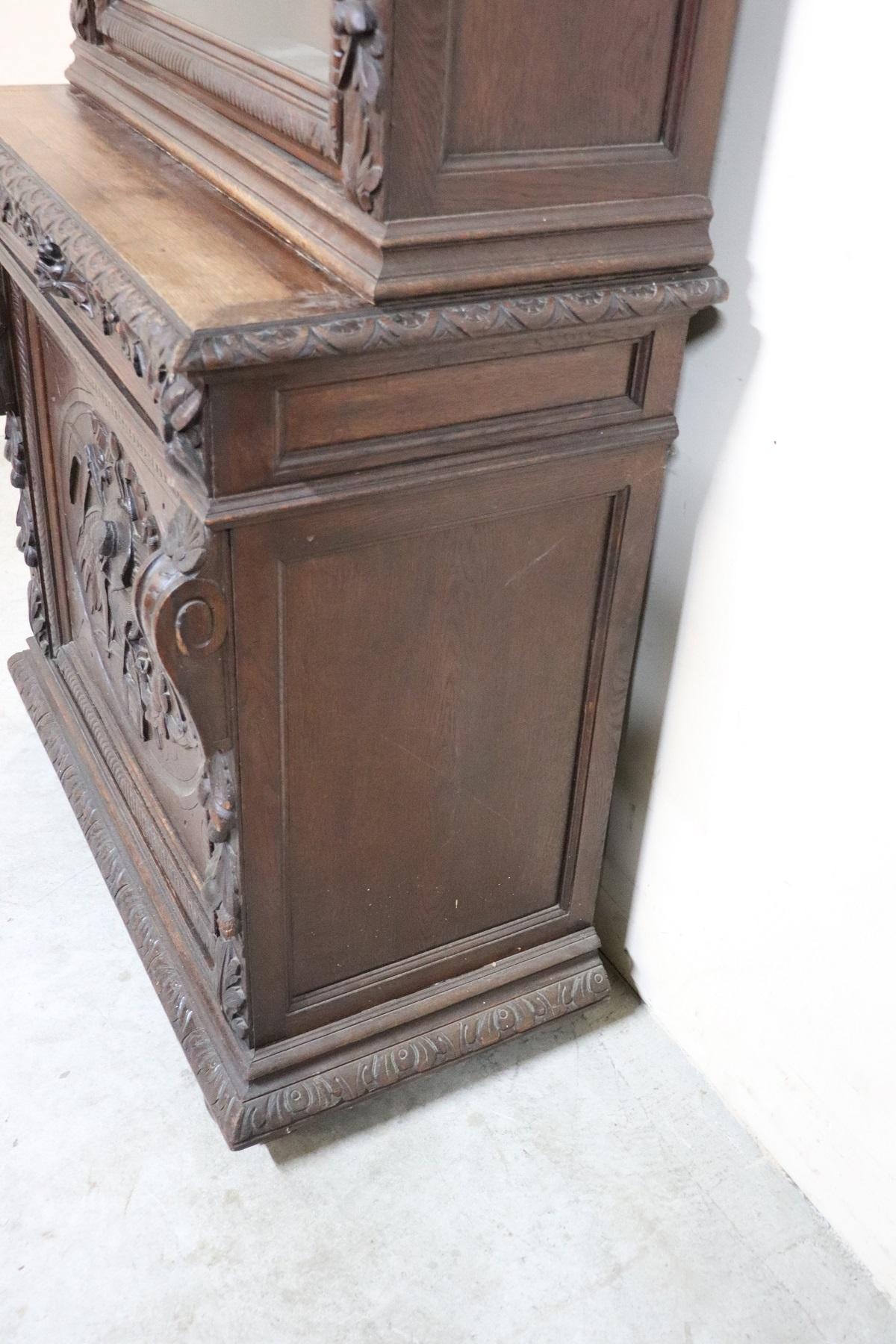 19th Century Italian Renaissance Style Carved Oak Bookcase or Sideboard 5