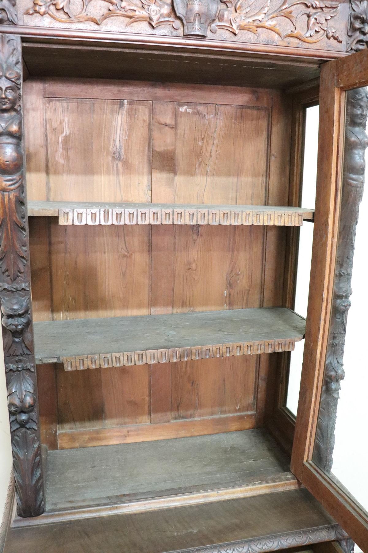 19th Century Italian Renaissance Style Carved Oak Bookcase or Sideboard 6