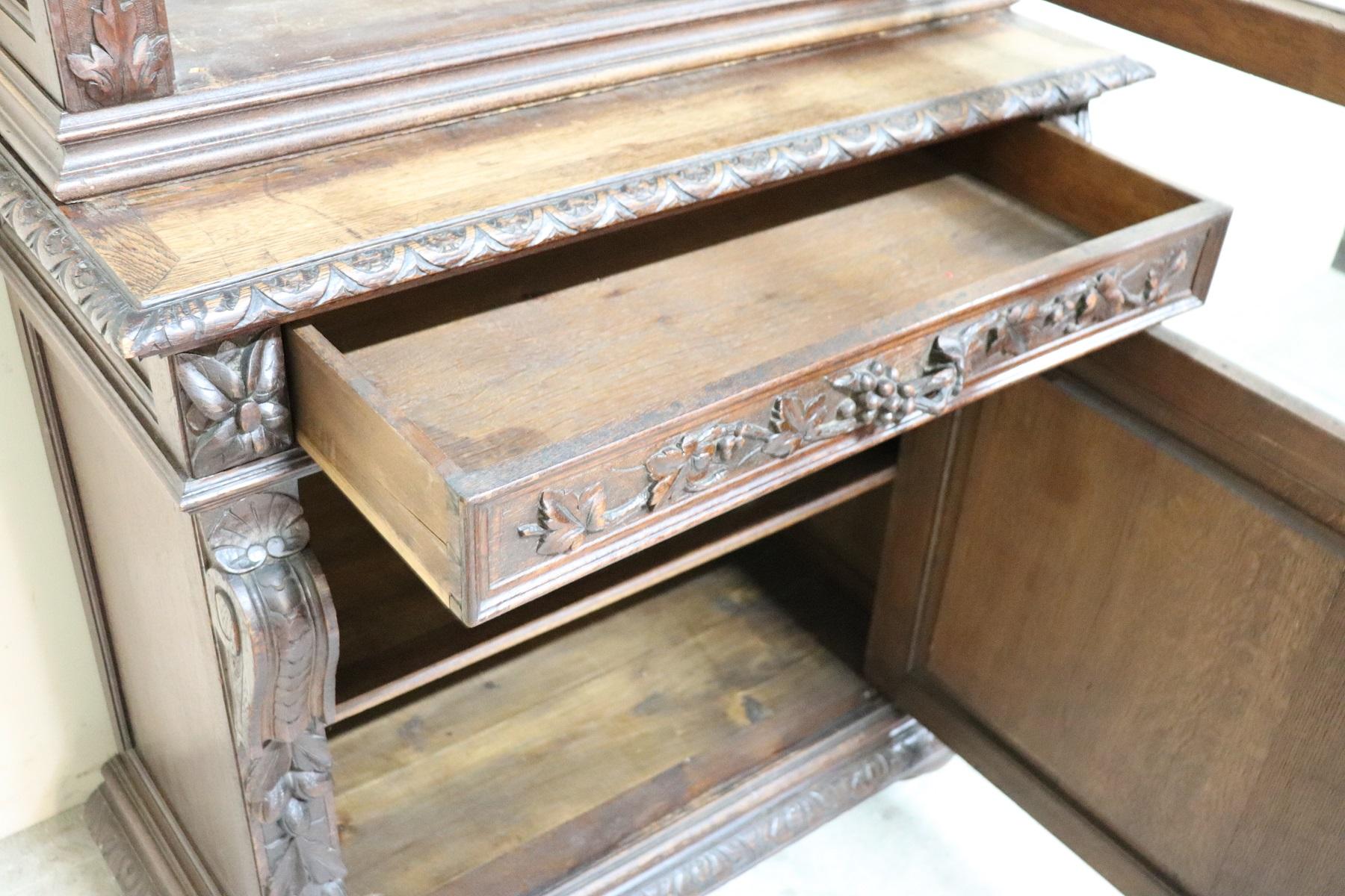 19th Century Italian Renaissance Style Carved Oak Bookcase or Sideboard 7