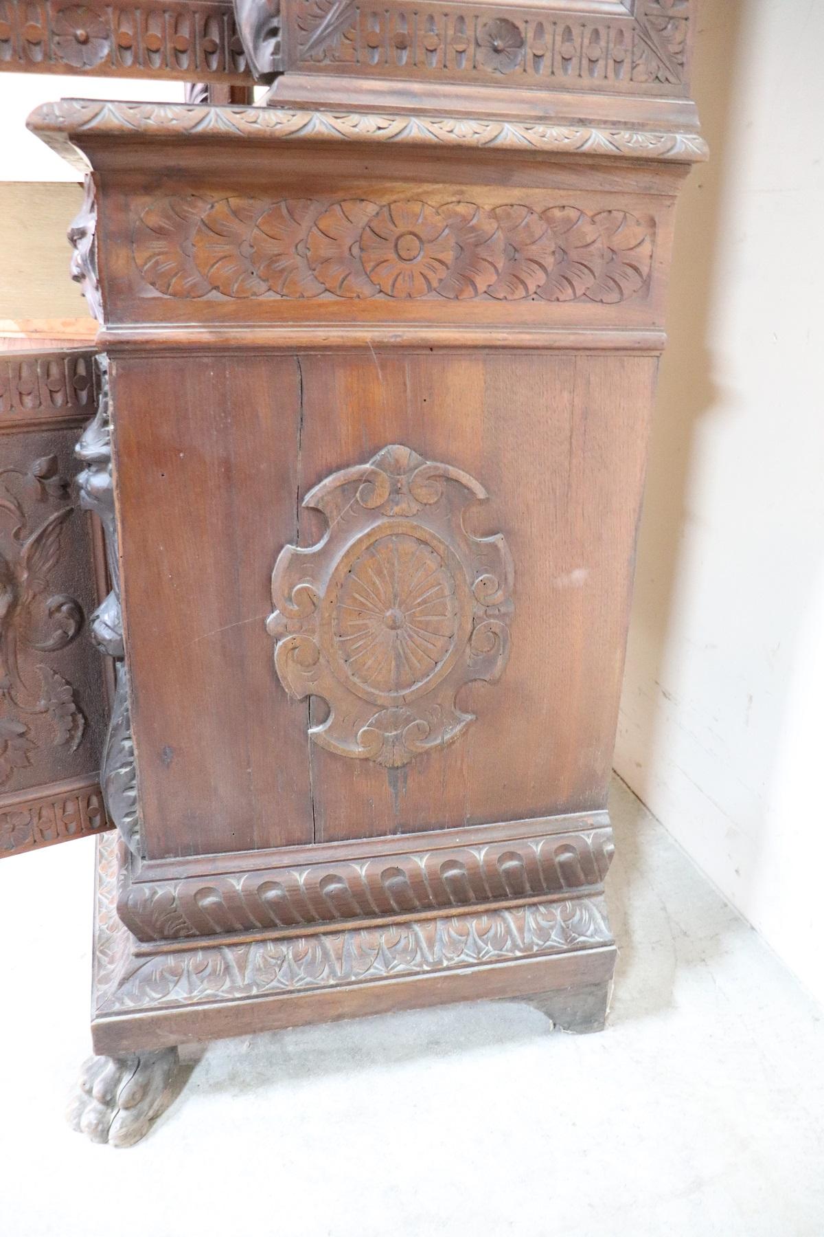19th Century Italian Renaissance Style Carved Oak Bookcase or Sideboard 7