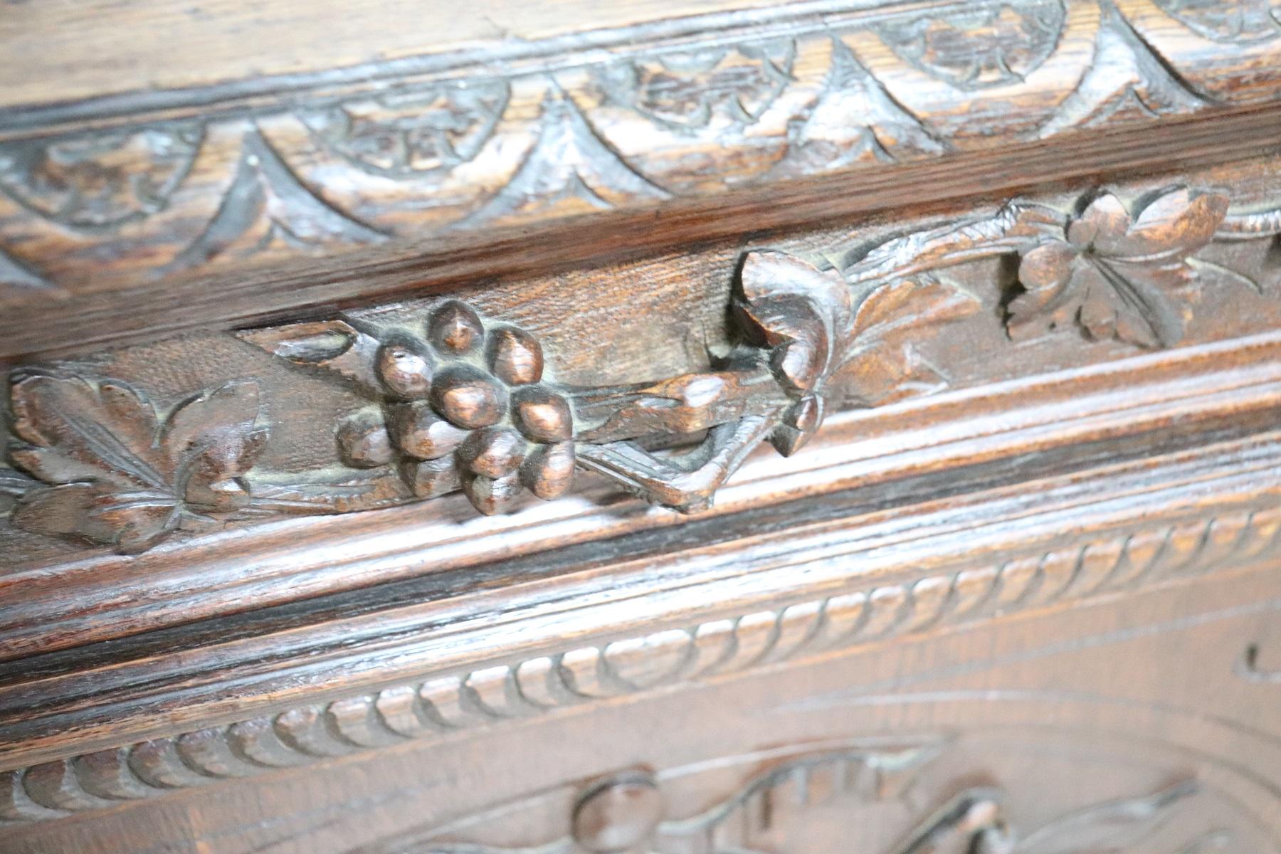 19th Century Italian Renaissance Style Carved Oak Bookcase or Sideboard 1