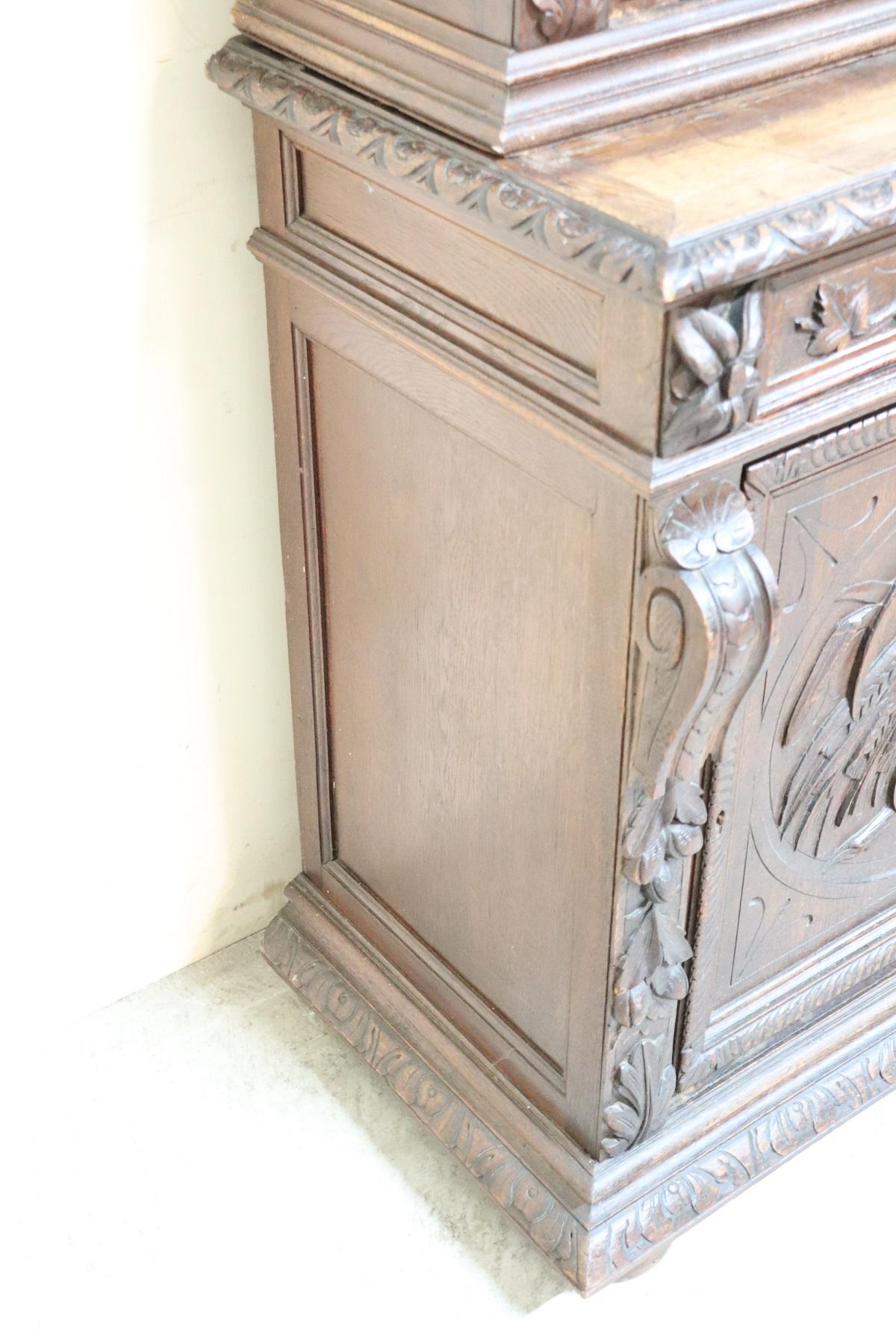 19th Century Italian Renaissance Style Carved Oak Bookcase or Sideboard 3