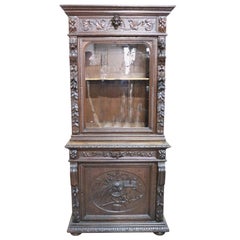 19th Century Italian Renaissance Style Carved Oak Bookcase or Sideboard