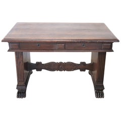 19th Century Italian Renaissance Style Carved Oak Desk or Writing Table