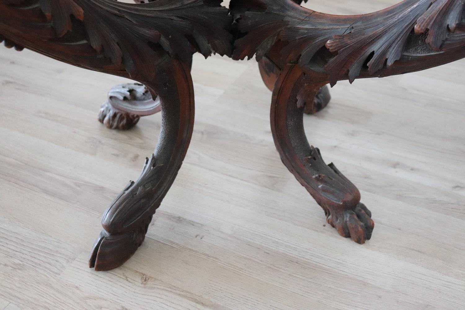 19th Century Italian Renaissance Style Carved Walnut Antique Game Table 4
