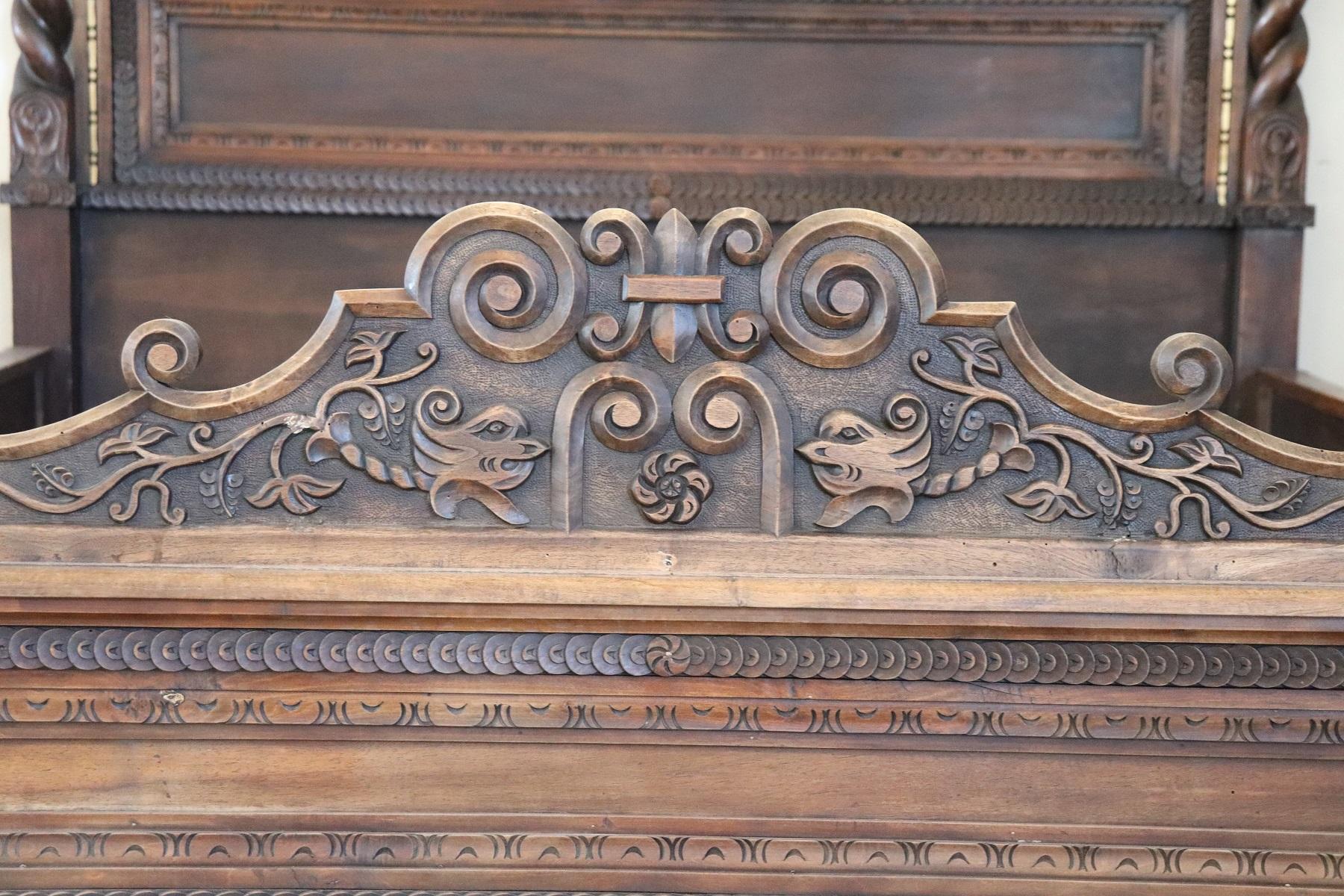 19th Century Italian Renaissance Style Carved Walnut Bedroom Set, Five Pieces 6