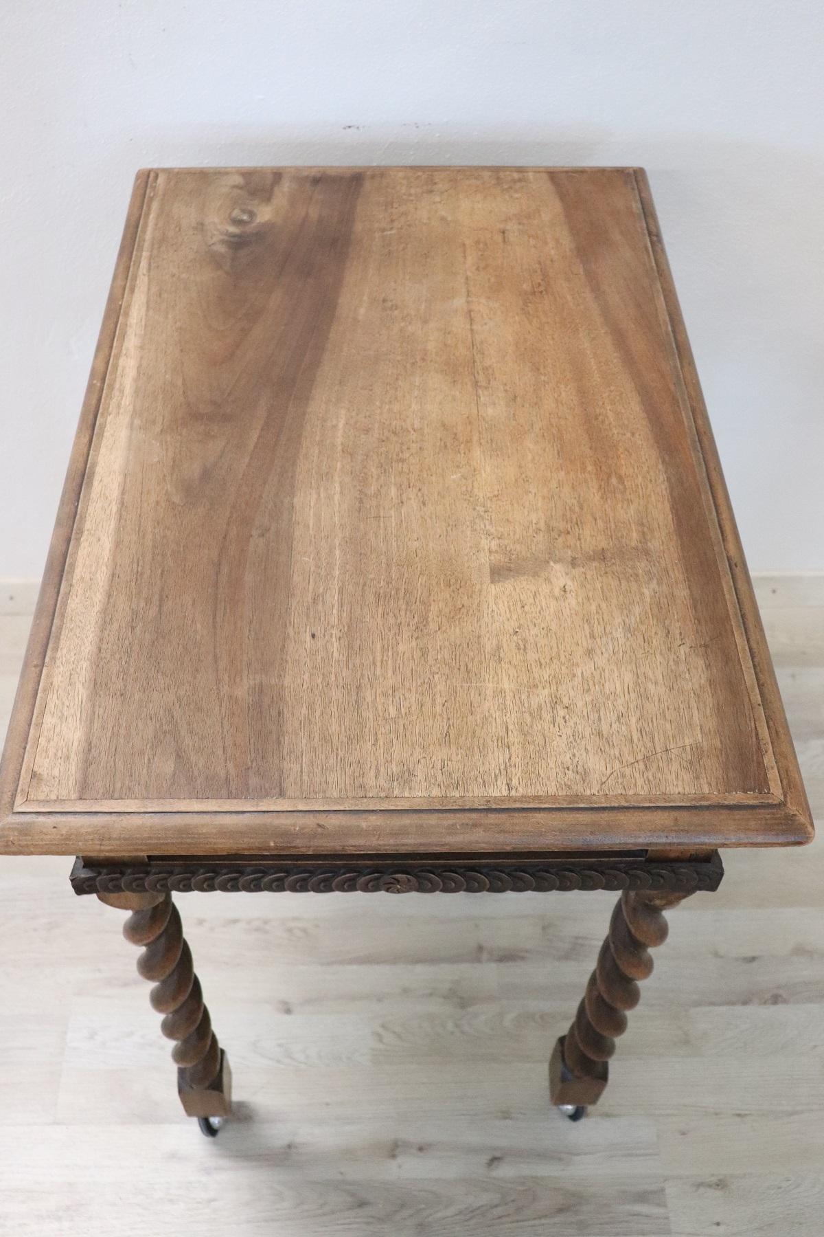 19th Century Italian Renaissance Style Carved Walnut Side Table or Desk 5