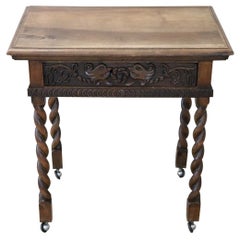 19th Century Italian Renaissance Style Carved Walnut Side Table or Desk