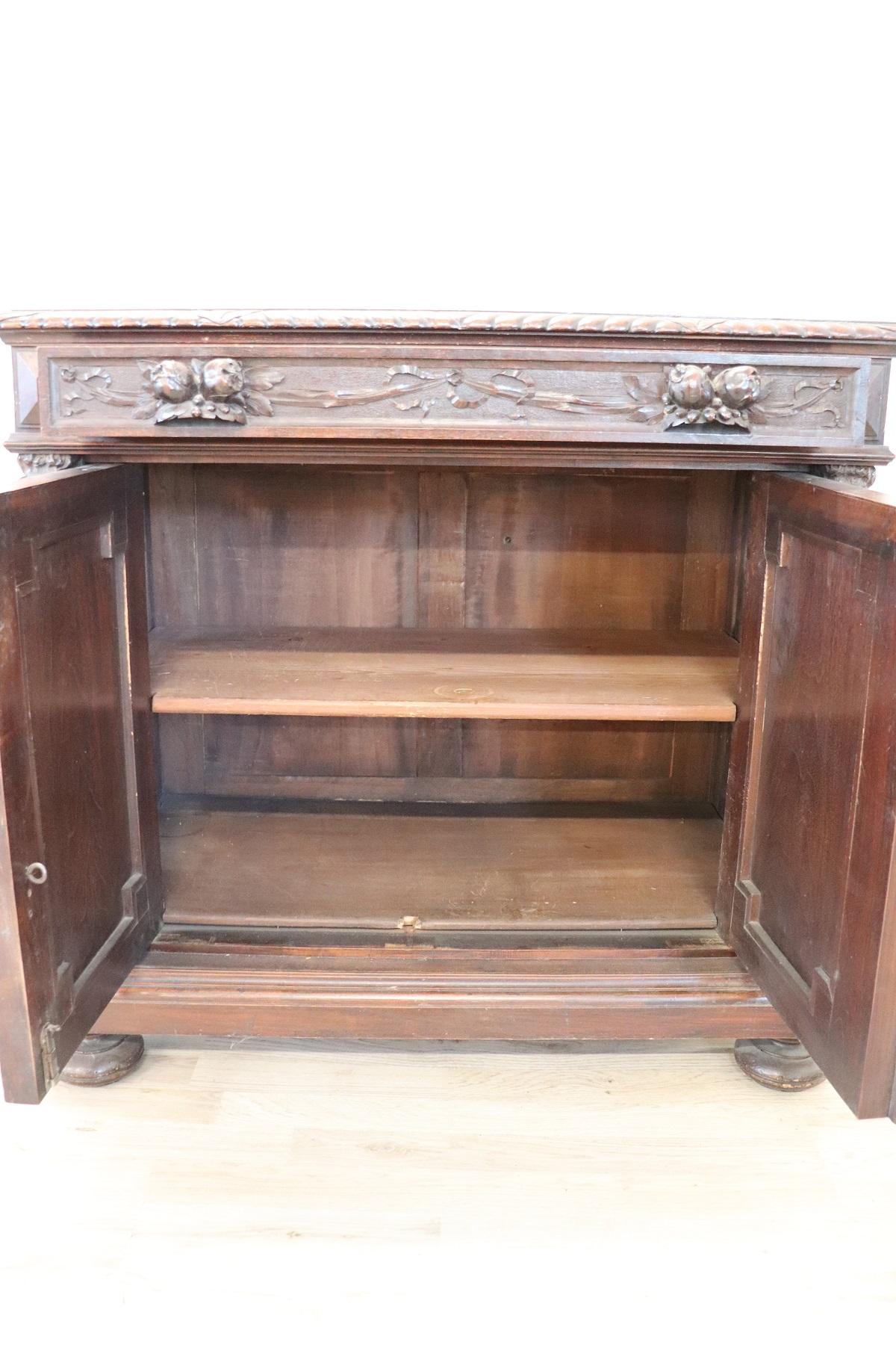 19th Century Italian Renaissance Style Carved Walnut Sideboard or Buffet 5