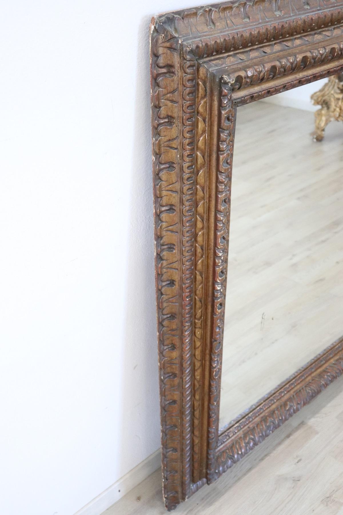 Late 19th Century 19th Century Italian Renaissance Style Carved Wood Wall Mirror