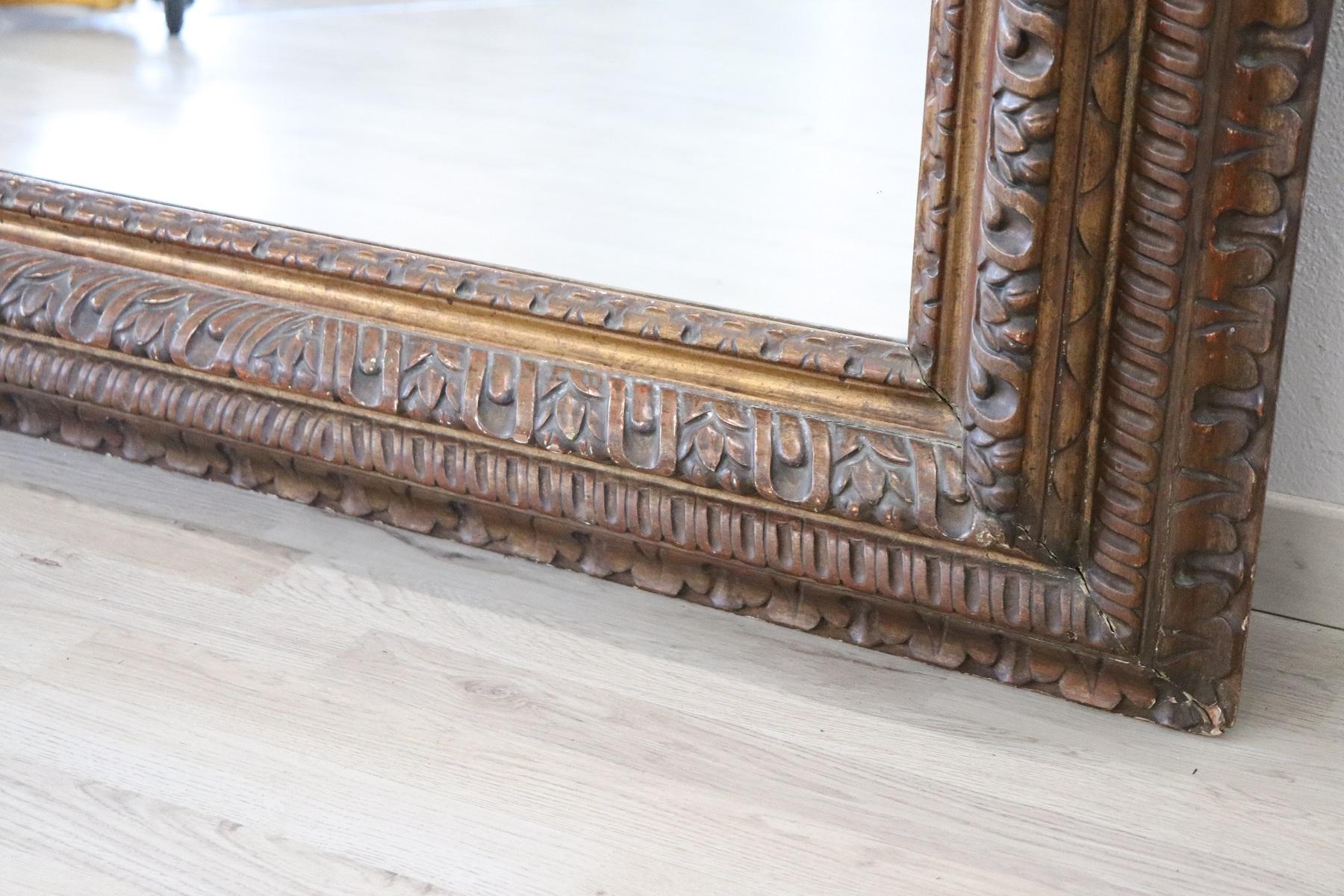 19th Century Italian Renaissance Style Carved Wood Wall Mirror 2