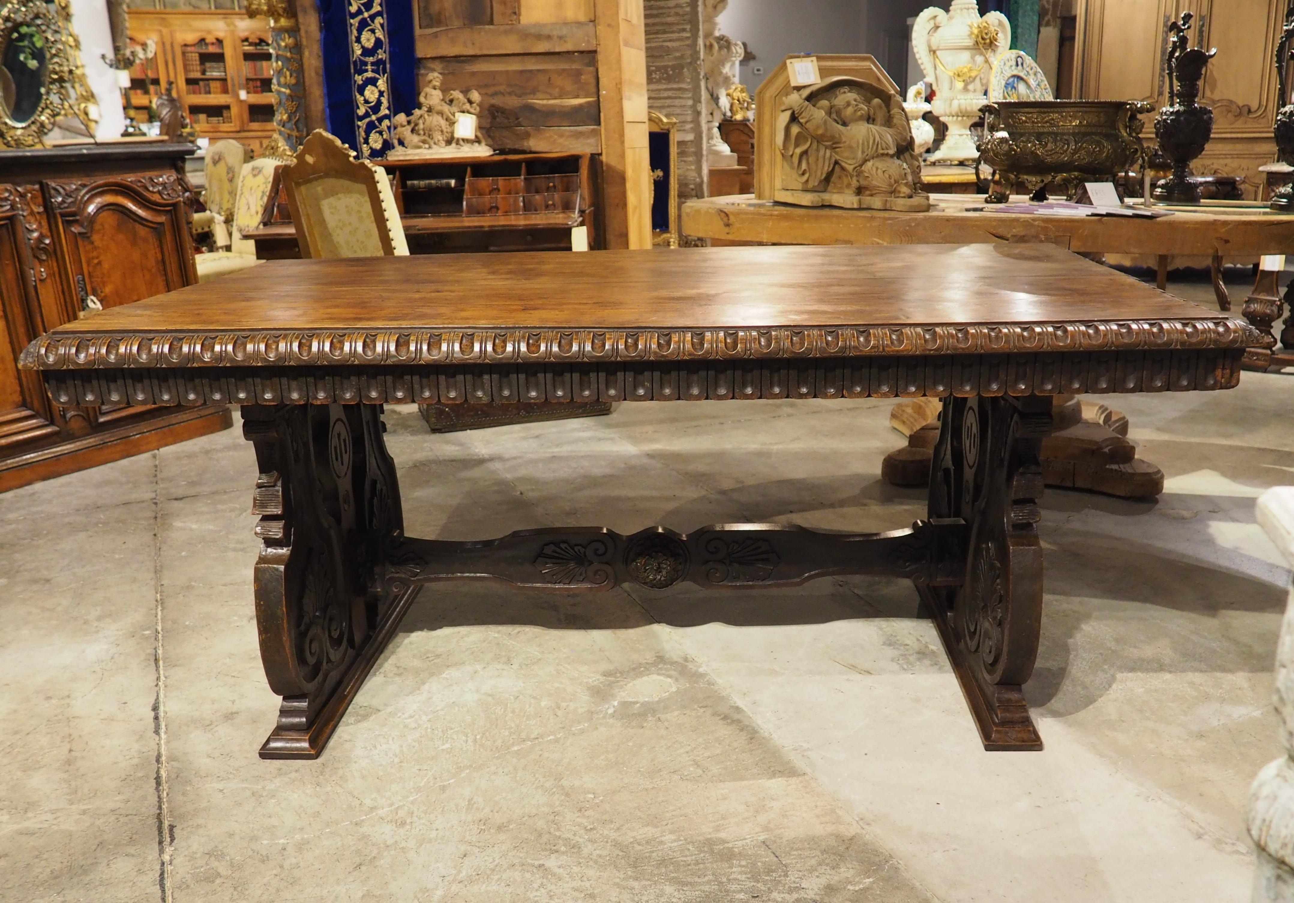 Hand-Carved 19th Century Italian Renaissance Style Library Table