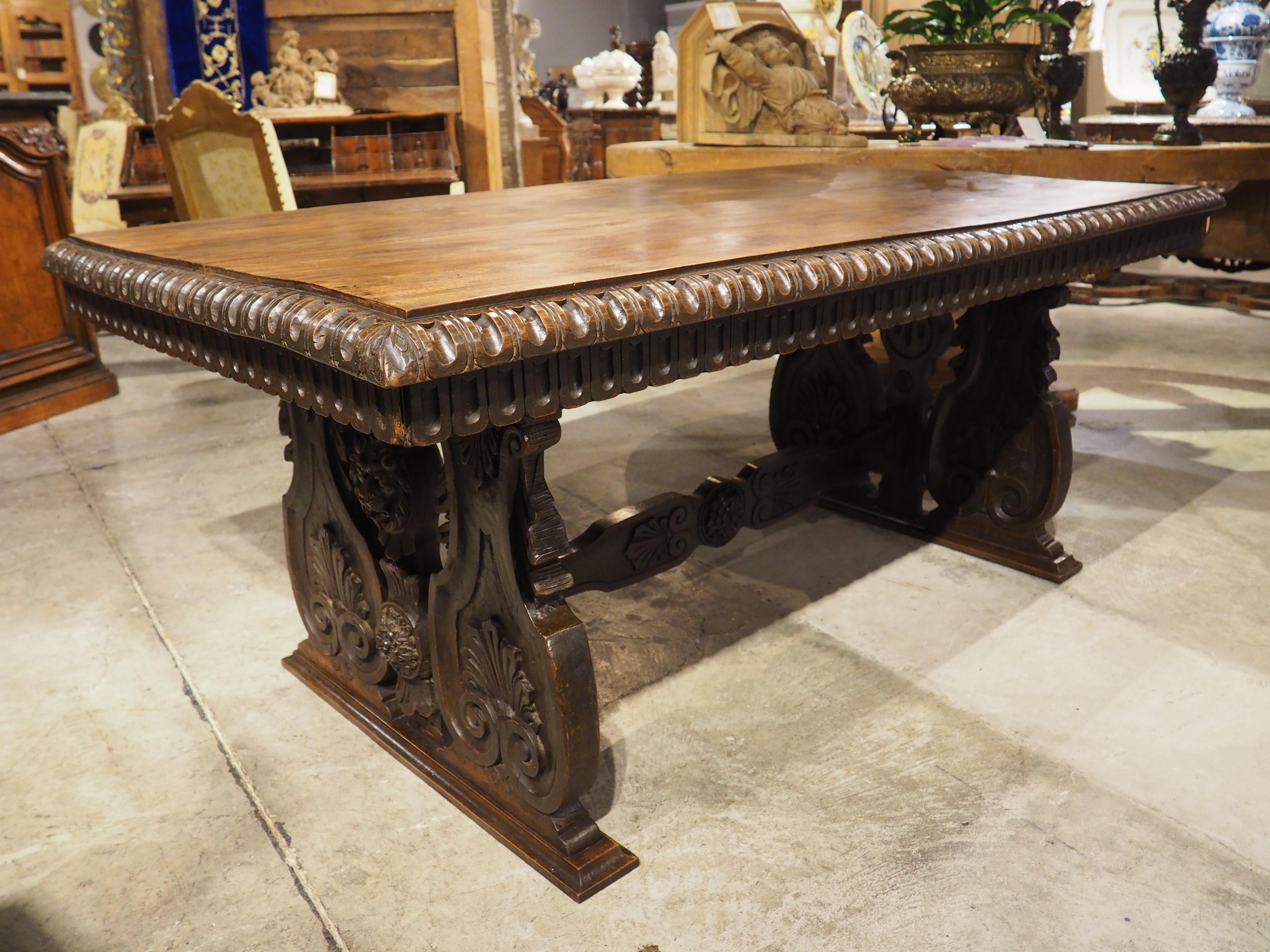Wood 19th Century Italian Renaissance Style Library Table