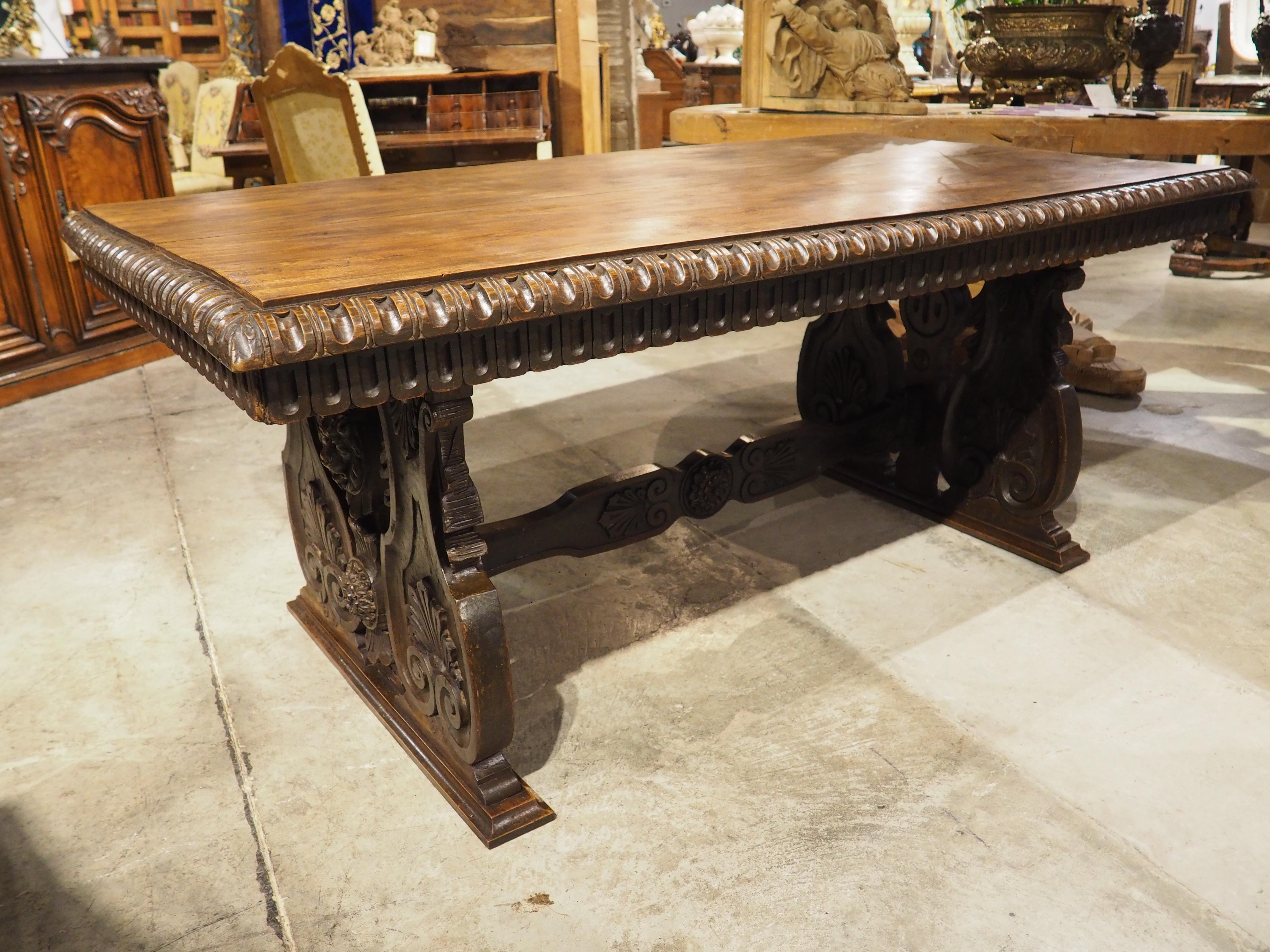 19th Century Italian Renaissance Style Library Table 1