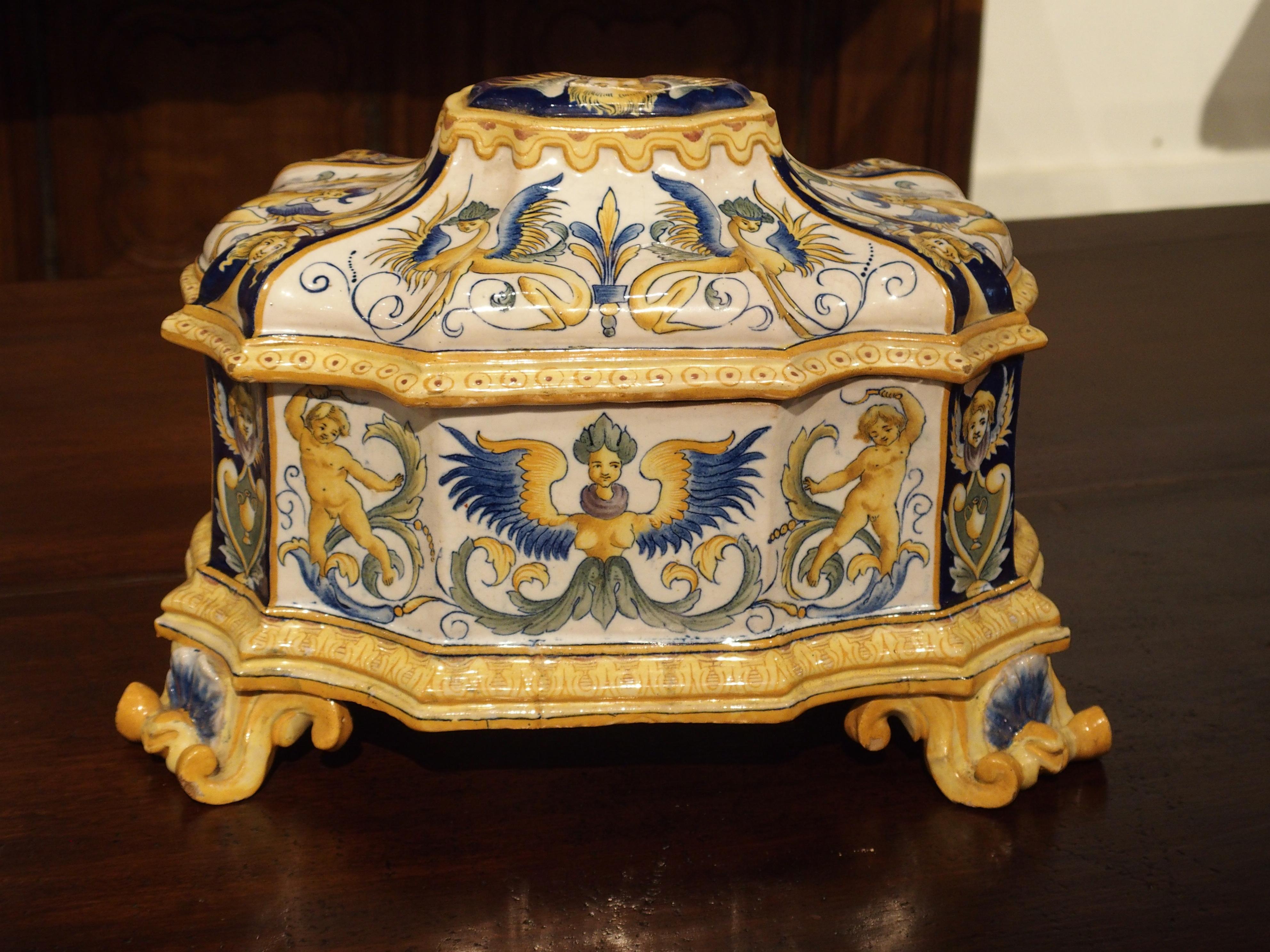 19th Century Italian Renaissance Style Majolica Box 4