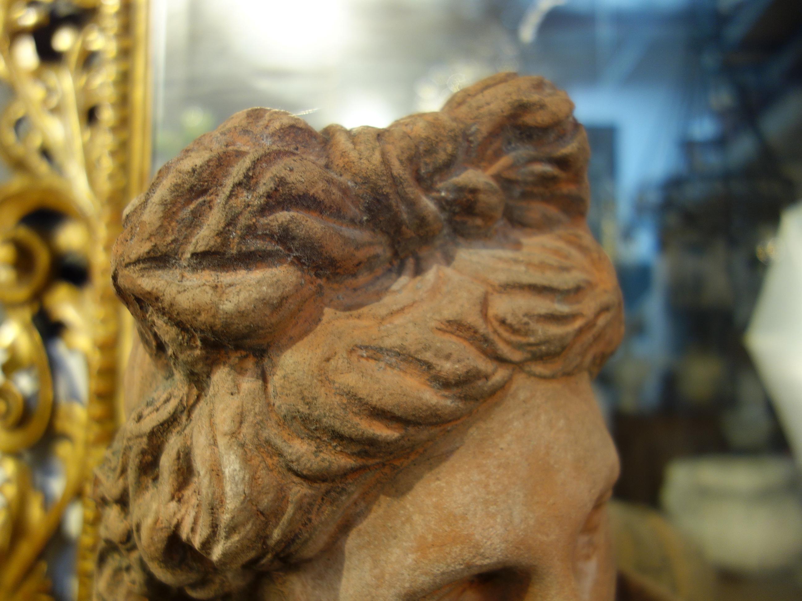 Early 20th Century Italian Renaissance Style Impruneta Terracotta Apollo Bust 2