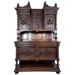 19th Century Italian Renaissance Style Walnut Carved Sideboards