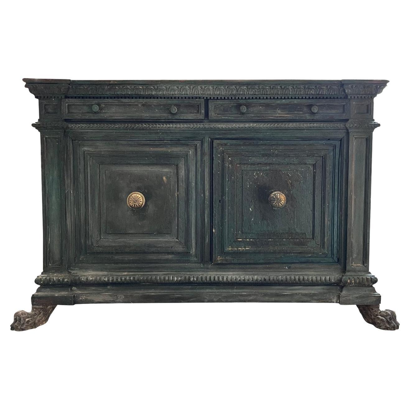 19th Century Italian Renaissance Style Walnut Commode - Antique Tuscan Credenza For Sale