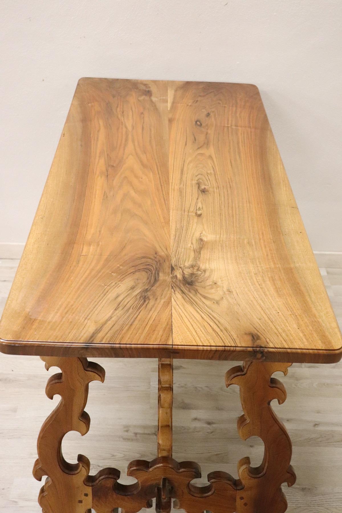 19th Century Italian Renaissance Style Walnut Desk or Side Table with Lyre Legs 5