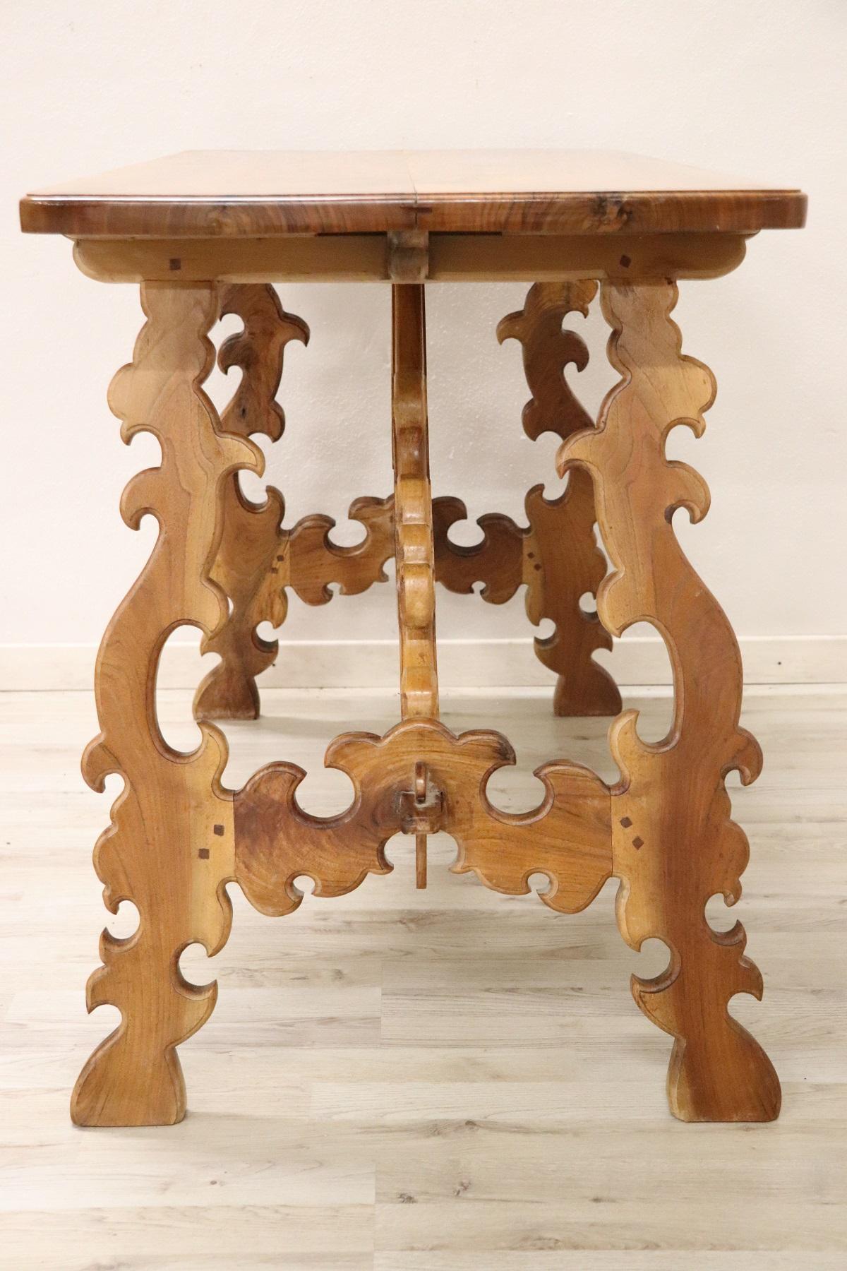 19th Century Italian Renaissance Style Walnut Desk or Side Table with Lyre Legs 6