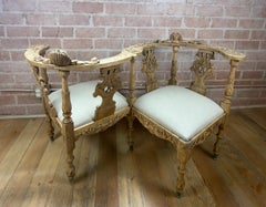 19th Century Italian Renaissance Venetian Tête-à-Tête Courting Bench w/ Cherubs