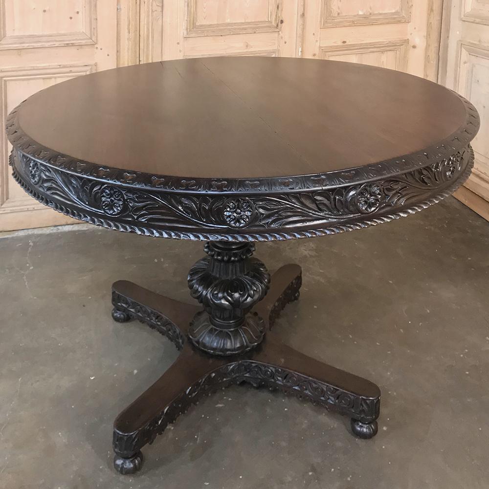 Renaissance Revival 19th Century Italian Renaissance Walnut Center Table, Dining Table