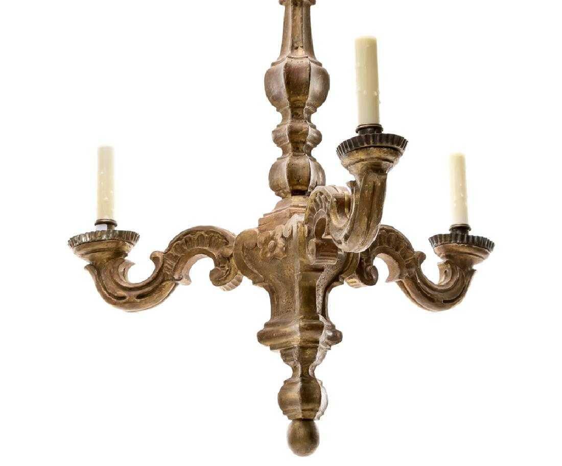 Antique Italian Rococo Carved Giltwood Chandelier In Distressed Condition In New Orleans, LA