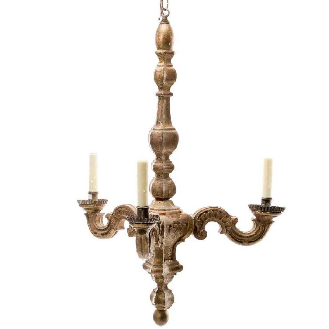 Antique Italian Rococo Carved Giltwood Chandelier