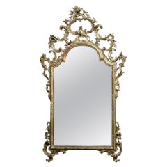 19th Century Italian Rococo Hand Carved Giltwood Mirror