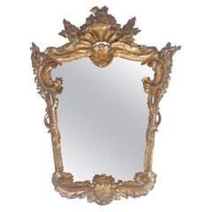 19th Century Italian Rococo Mirror with Gilded Wood Frame