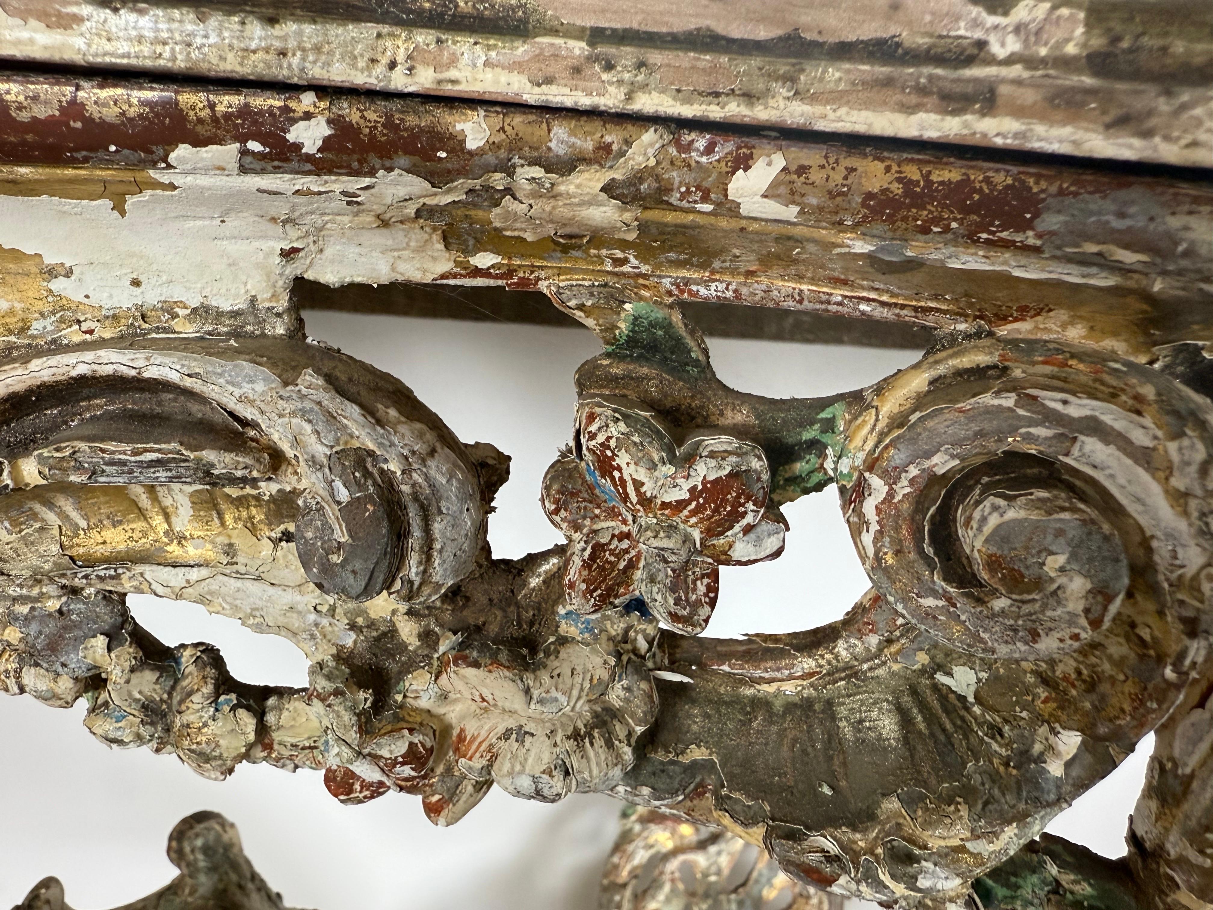 19th-Century Italian Rococo Painted and Giltwood Console Table For Sale 5