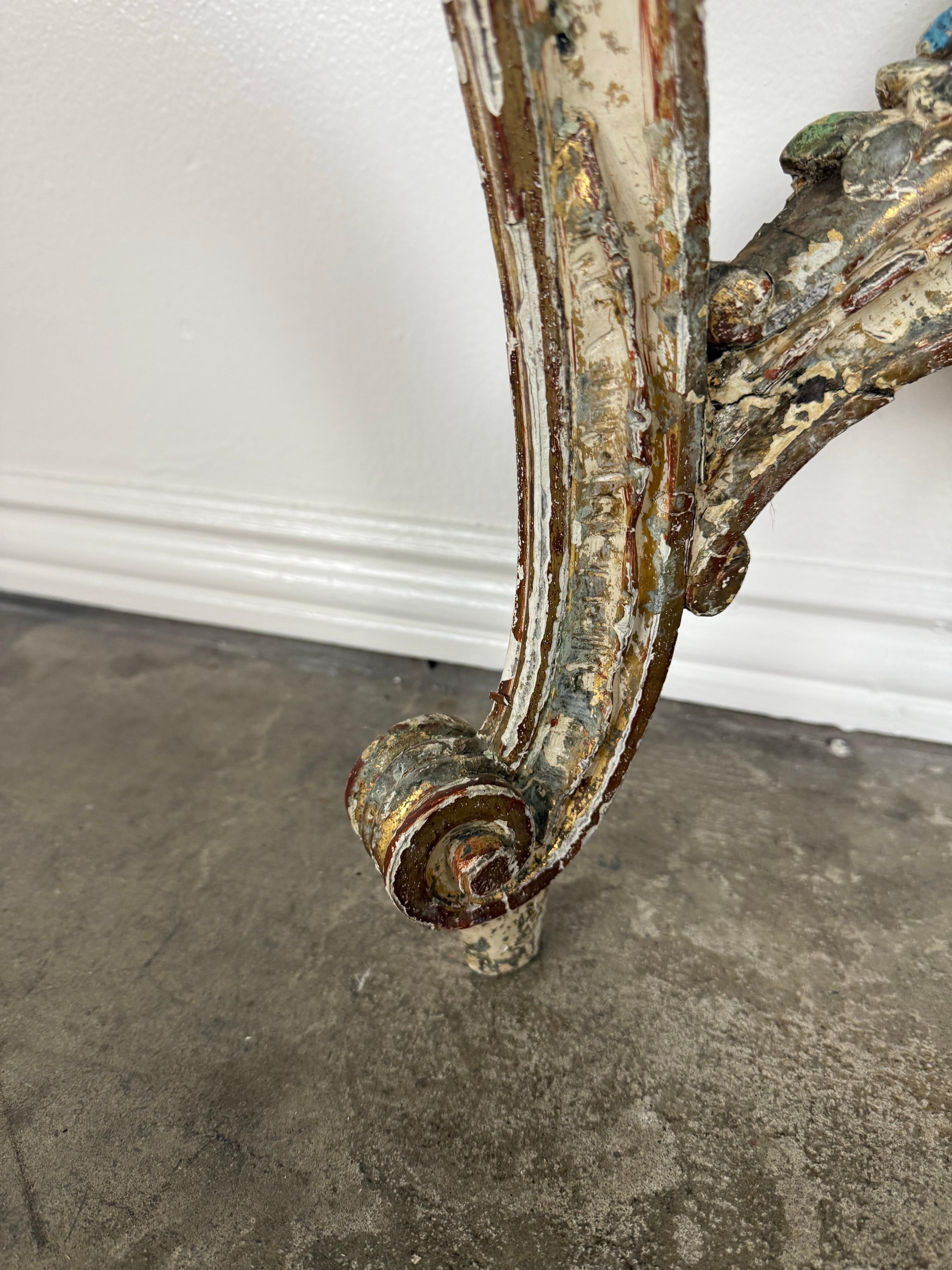 19th-Century Italian Rococo Painted and Giltwood Console Table For Sale 6