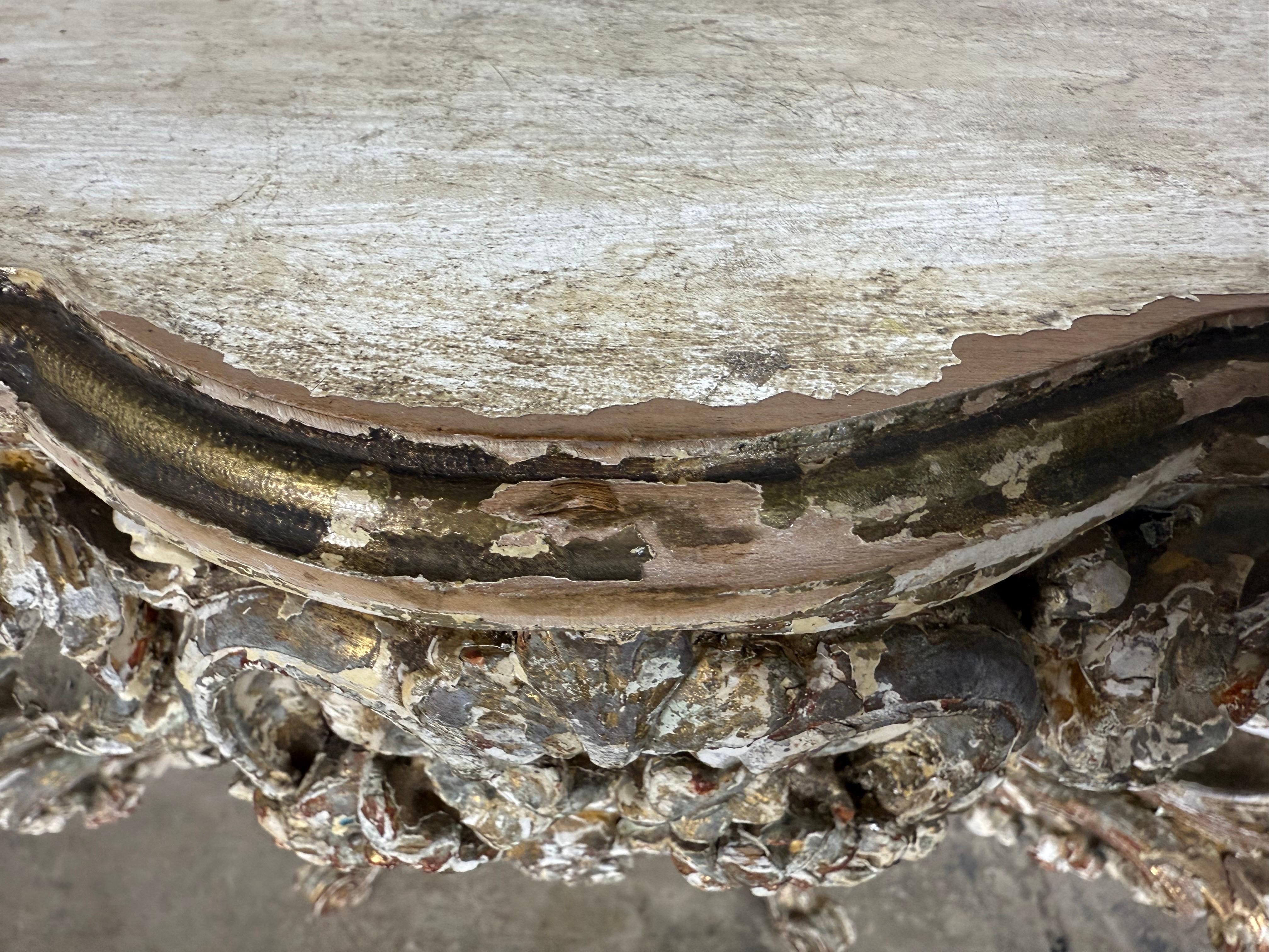 19th-Century Italian Rococo Painted and Giltwood Console Table For Sale 12