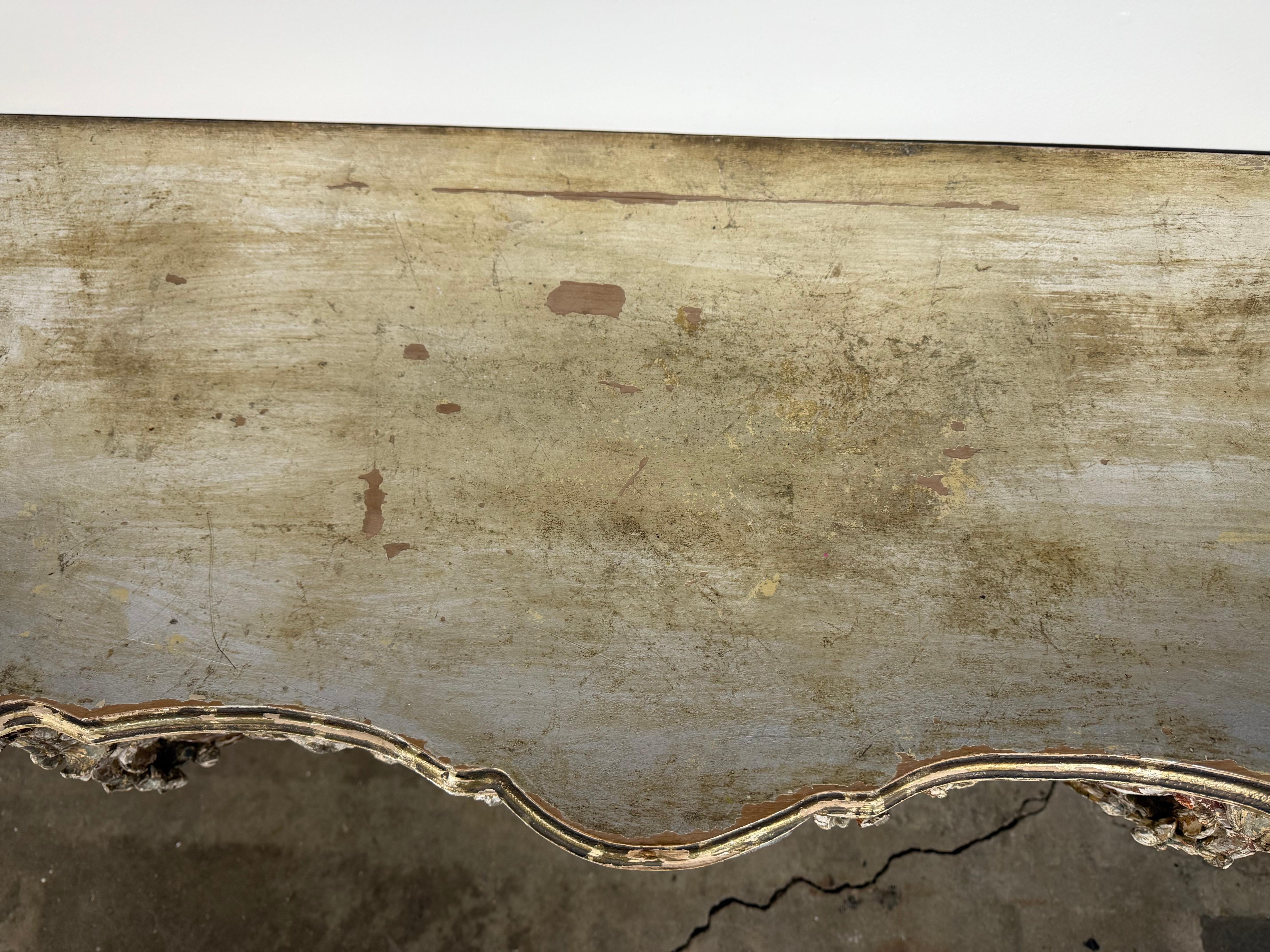 19th-Century Italian Rococo Painted and Giltwood Console Table For Sale 1