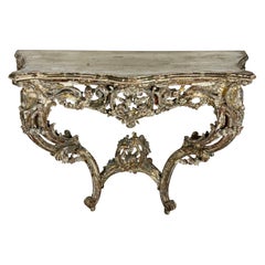 19th-Century Italian Rococo Painted and Giltwood Console Table