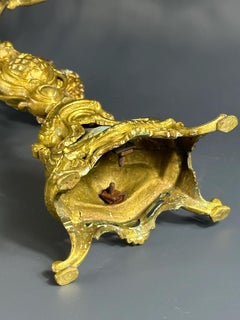 19th Century Italian Rococo Revival Five-Light Gilt Brass Candelabrum - 9.4 in